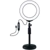 LED žiedinė šviesa 16 cm su stovu iki 33 cm, USB, RGBW