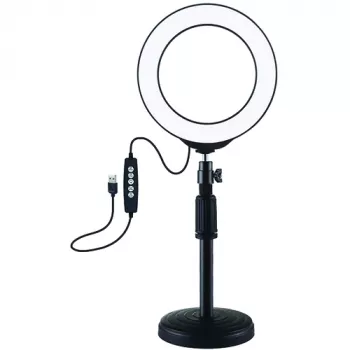 LED žiedinė šviesa 16 cm su stovu iki 33 cm, USB, RGBW