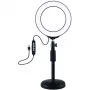 LED žiedinė šviesa 16 cm su stovu iki 33 cm, USB, RGBW
