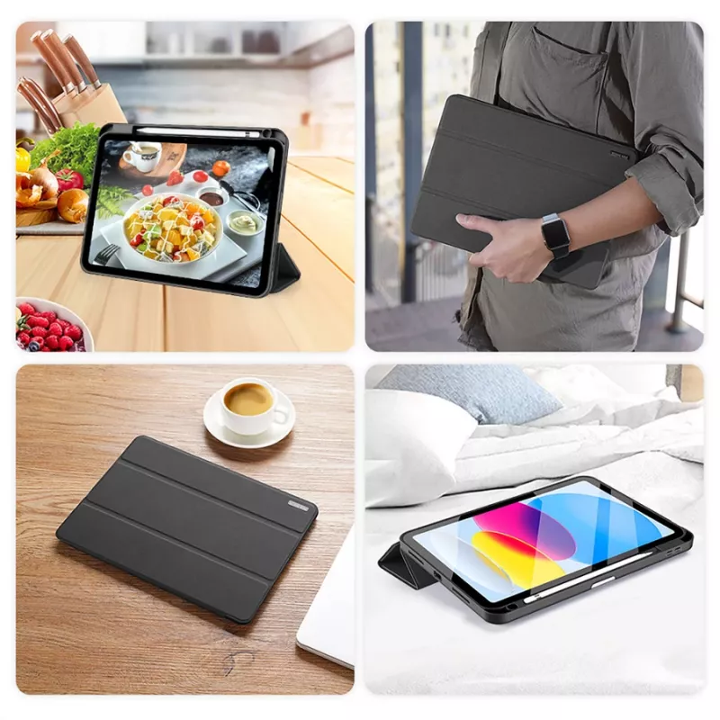 Dėklas planšetei DUX DUCIS DOMO sulankstomas su laikikliu pieštukui, iPad 10 (2022), juodas