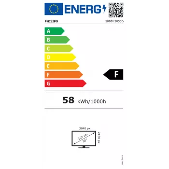 Philips 5000 serijos 50BDL5050D/00 reklaminis ekranas 127 cm (50 colių) LCD Wi-Fi 600 cd/m² Full HD juodas su įmontuotu procesoriumi Android