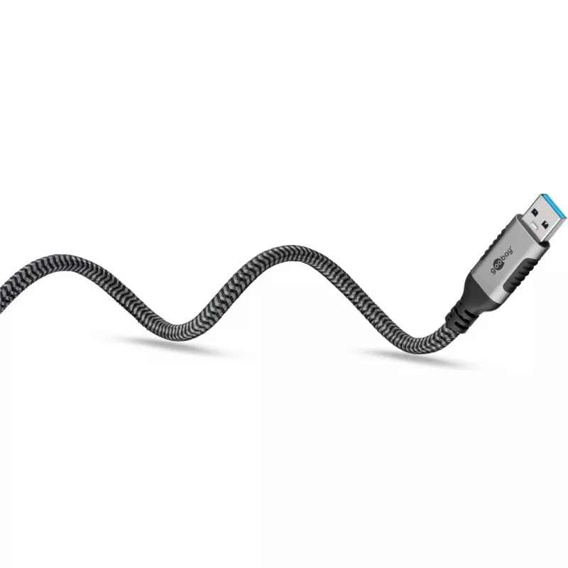 Ethernet kabelis USB-A 3.2 Gen1 kištukas > RJ-45 kištukas, LAN adapteris juodas/sidabrinis, 2 metrai, pintas tekstilinis apvalkalas