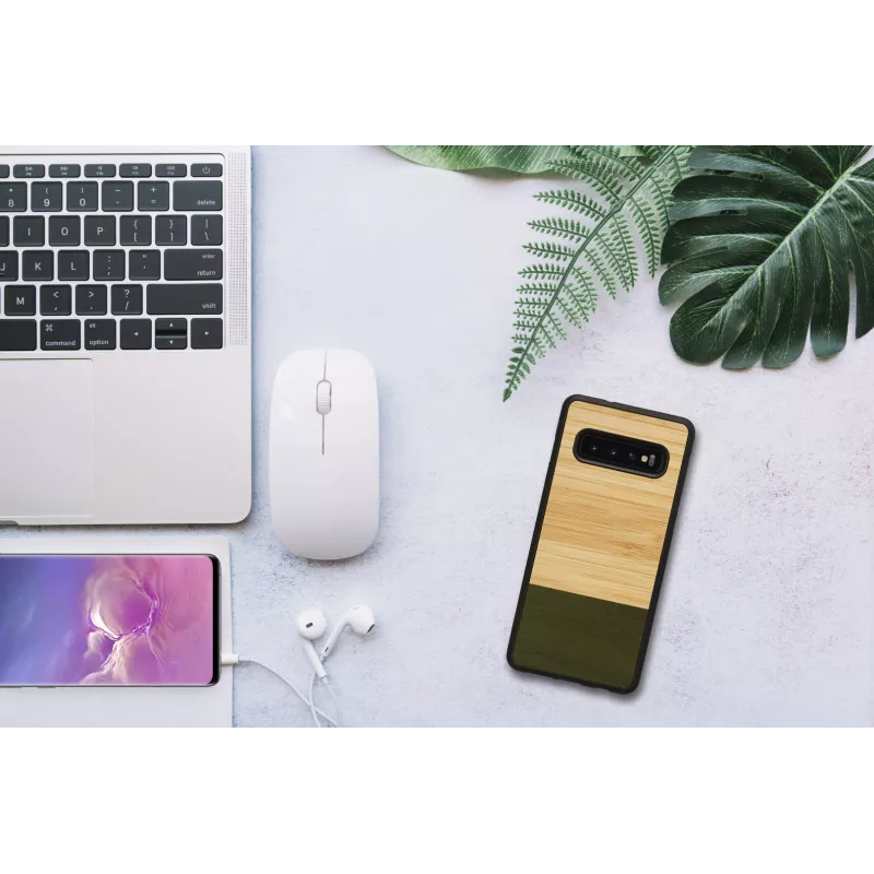 Dėklas Samsung Galaxy S10 iš medžio ir polikarbonato – Bamboo Forest juodas