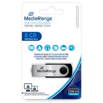 MediaRange MR908NTRL USB atmintukas 8 GB USB Type-A 2.0 Juodas - Sidabrinis (MR908NTRL)