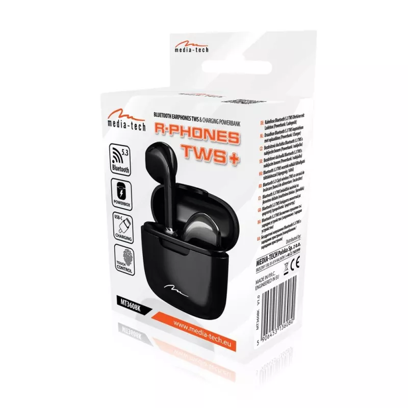 Belaidės ausinės Media-Tech MT3608K R-Phones TWS+ juodos