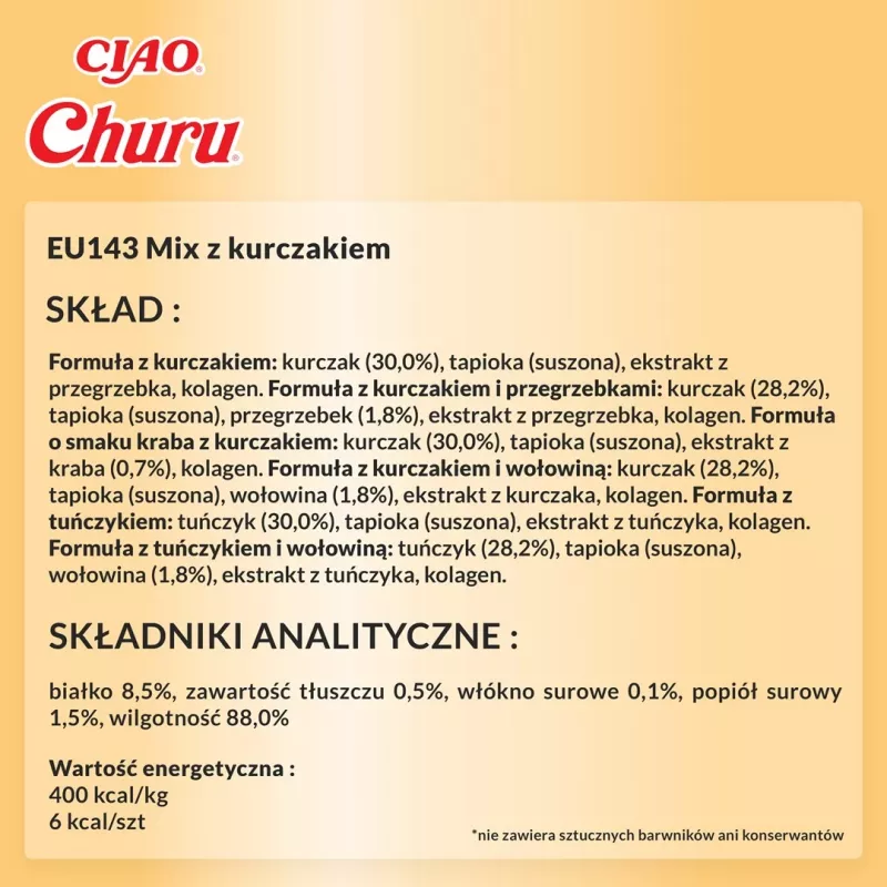 Katės skanėstai INABA Churu Variety Box — vištienos pastos skanėstai, 40 × 14 g, be grūdų, be glitimo ir be sojos