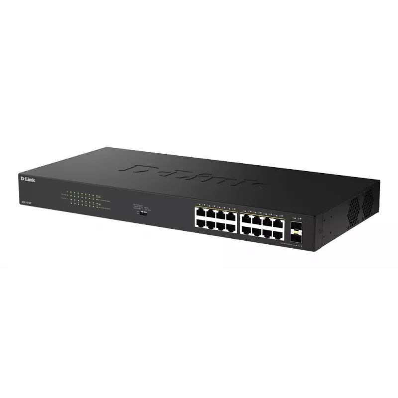 D-Link DGS-1018P/E 18 prievadų Gigabit PoE+ nevaldomas komutatorius