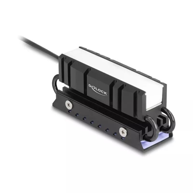 Aušintuvas DELOCK 18460 M.2 SSD 2280 — Aliuminis/Varis, RGB 5V, Juodas