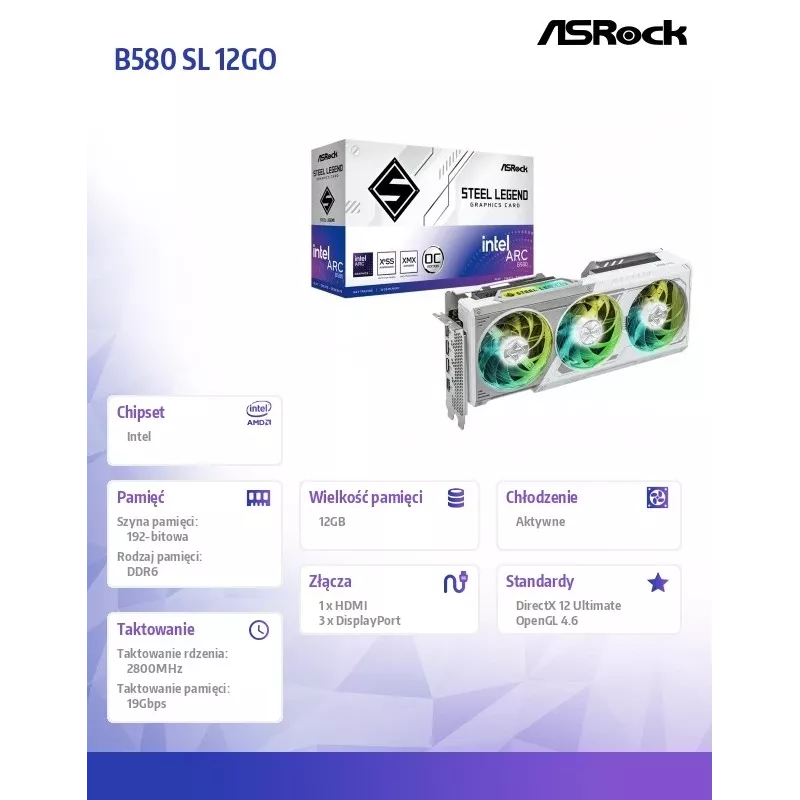 Vaizdo plokštė ASRock B580 SL 12GO Red