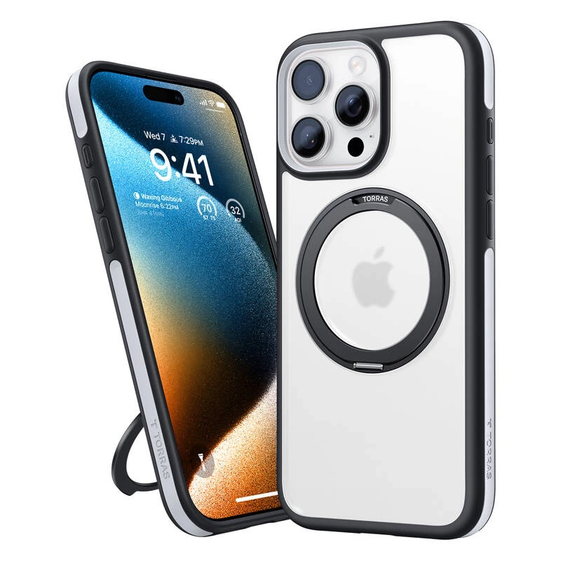 Apsauginis dėklas Torras Ostand R Fusion, skirtas iPhone 16 Pro – juodas