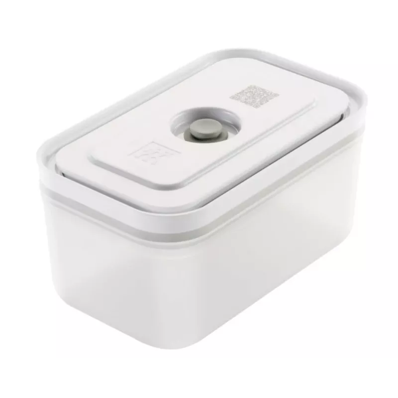 Vakuuminis indas ZWILLING 36807-007-0, plastikinis stačiakampis maisto indas, 1,1 l ir 2,3 l, sandariai užsidarantis dangtelis, išimamas, permatomas baltas