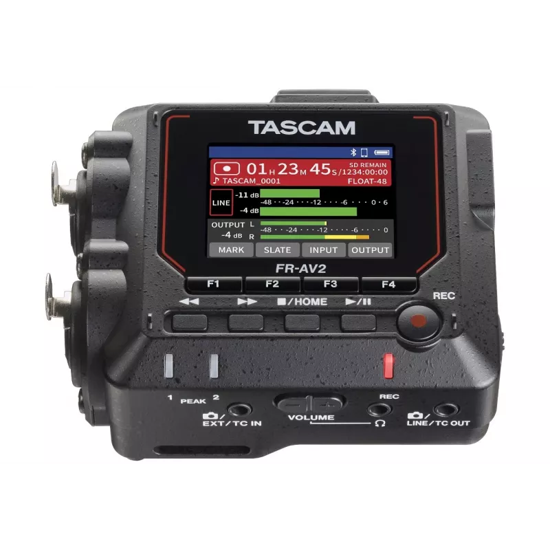 Nešiojamas garso įrašymo įrenginys Tascam FR2-AV — 2 takeliai, 2 XLR kombinuotos įvestys, USB-C sąsaja, 48–192 kHz, 24/32 bitai, microSD iki 512 GB