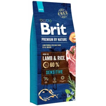 BRIT Premium by Nature Sensitive Lamb with rice sausas pašaras šunims 15 kg