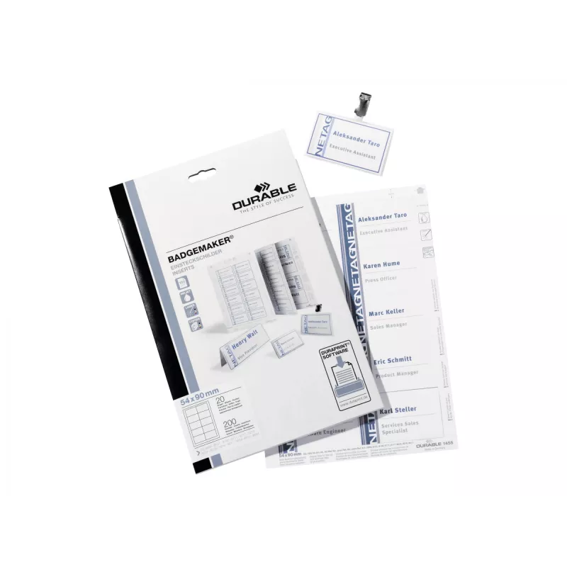 Durable 1455-02 Balti A4 lipdukai su mikroperforacija, 54x90 mm