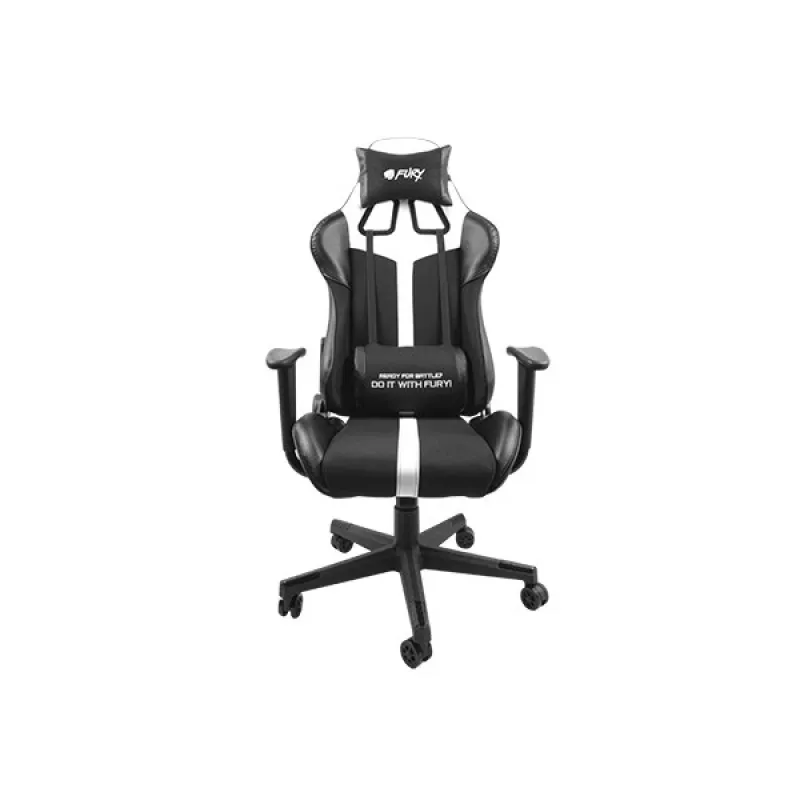 Žaidimų kėdė FURY Avenger XL universali, paminkštinta sėdynė, juoda, balta