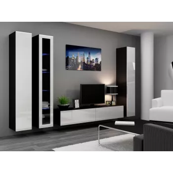 Cama uždara Spintelė VIGO '180' 180/40/30 baltas/juodas blizgus