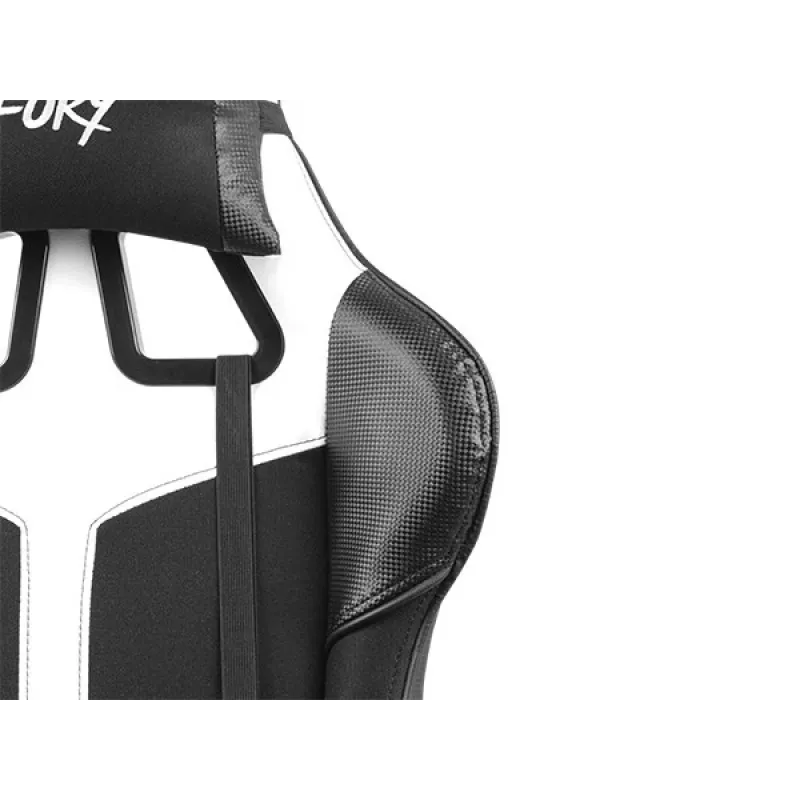 Žaidimų kėdė FURY Avenger XL universali, paminkštinta sėdynė, juoda, balta