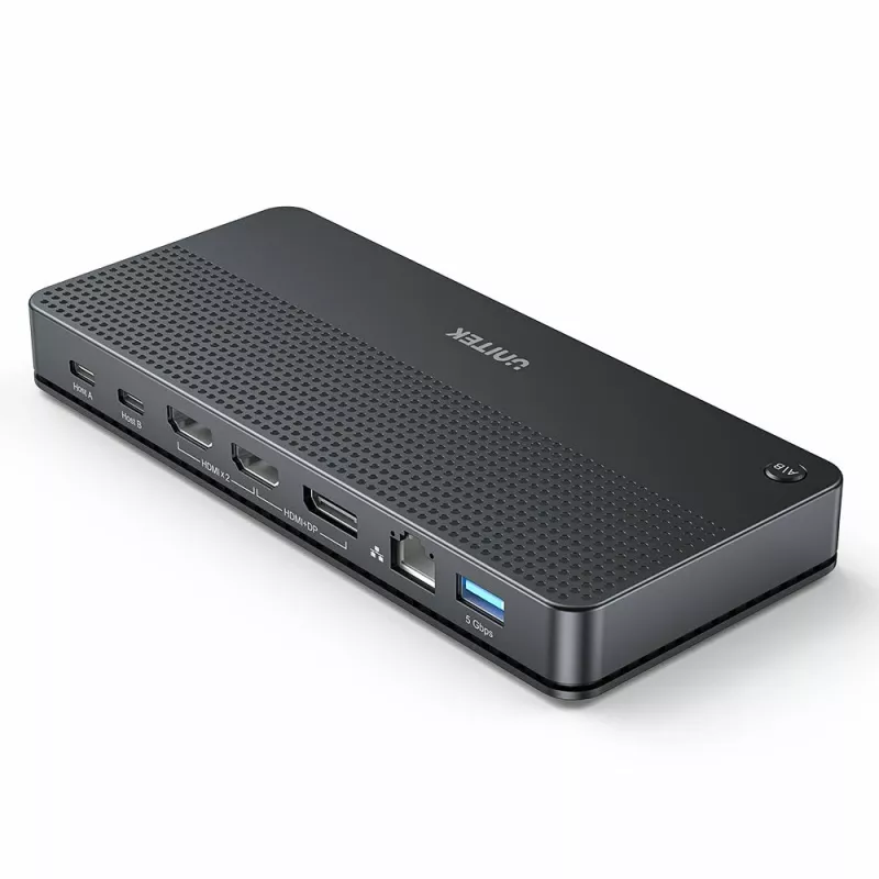 Docking stotelė UNITEK D1103A01 USB4 laidinė juoda 100W Power Delivery