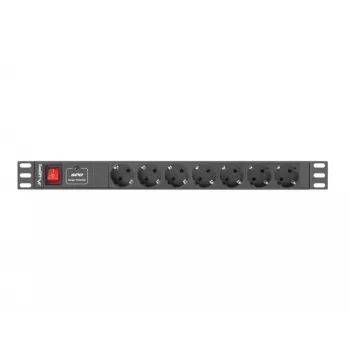 Lanberg PDU-07F-0200-IEC-BK Maitinimo skirstytuvas 19 colių 1U 10A 2m 7x Schuko lizdų