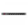 Lanberg PDU-07F-0200-IEC-BK Maitinimo skirstytuvas 19 colių 1U 10A 2m 7x Schuko lizdų