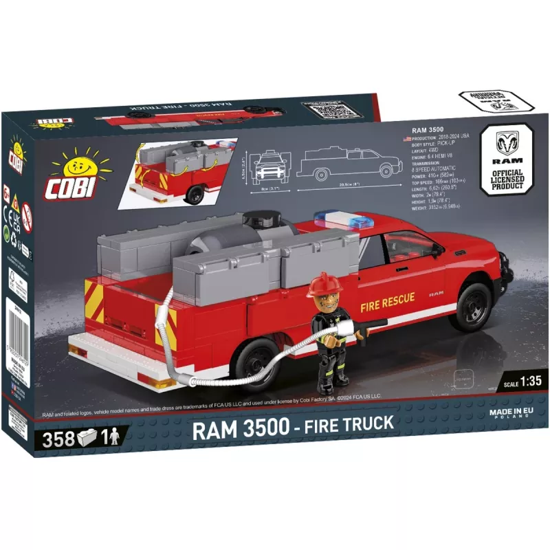Konstruojamas žaislas Cobi RAM 3500 gaisrinis automobilis COBI-24612 2-in-1 modelių rinkinys