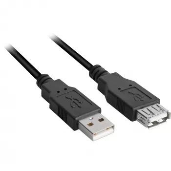 USB 2.0 ilginimo laidas, USB-A kištukas > USB-A lizdas (juodas, 3,0 m, dvigubai ekranuotas)