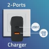 Qoltec 52381 Super Quick PD greitasis įkroviklis | 1xUSB-C | 1xUSB | 90W | 5-20V | 2.4-4.35A | Juoda