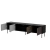 TV spintelė CORTINA 4D 200x40x55 cm, juodas viršus, riešutmedžio fasadai