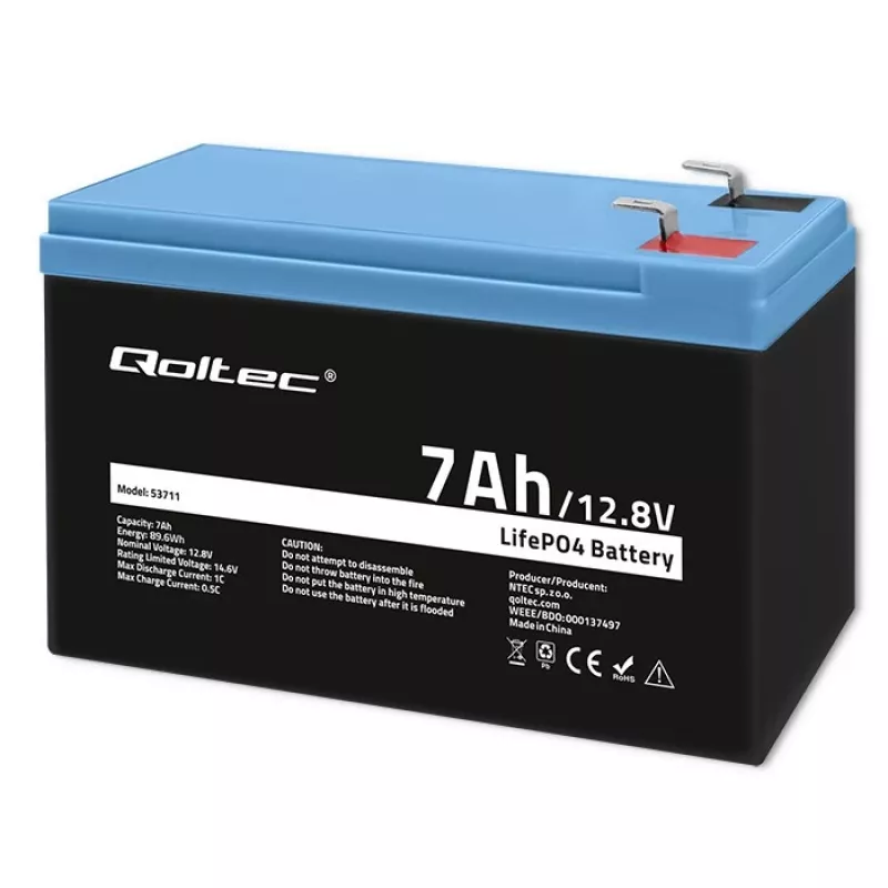LiFePO4 baterija 12,8V 7Ah, 89,6Wh, su BMS