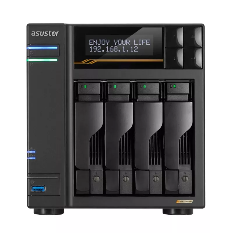 Asustor Lockerstor 4 Gen3 AS6804T 4 lizdų NAS, AMD Ryzen V3C14, 16 GB DDR5 ECC, 2x 10GbE + 2x 5GbE