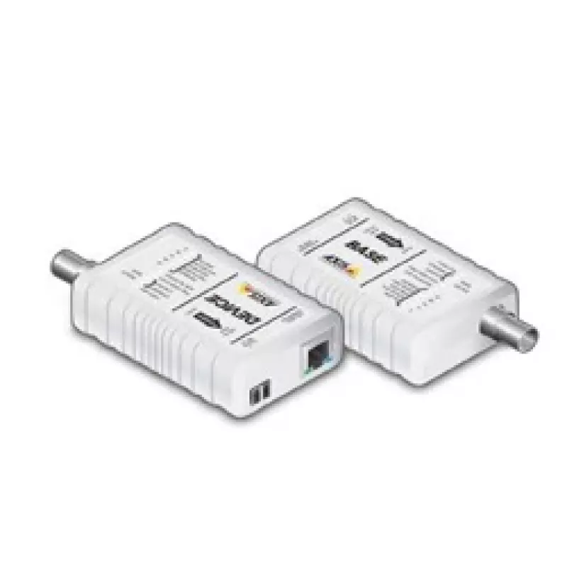 AXIS T8640 Ethernet per koaksialinį kabelį adapteris PoE+ – medijos keitiklis, Ethernet, Fast Ethernet, 10Base-T, 100Base-TX, RJ-45 / BNC (2 vnt. pakuotė), skirtas AXIS P1346, P1346-E, P5534, P5534-