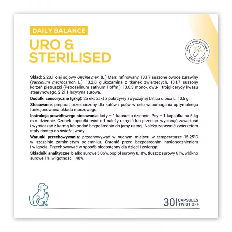 VETEXPERT Uro & Sterilised papildai šunims ir katėms – 30 vnt.