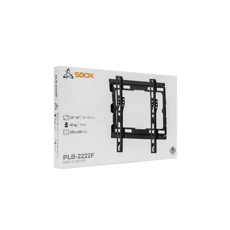 SBOX PLB-2222F-2 nejudamas televizoriaus laikiklis ant sienos, 23-43 colių, 45 kg, VESA 200x200
