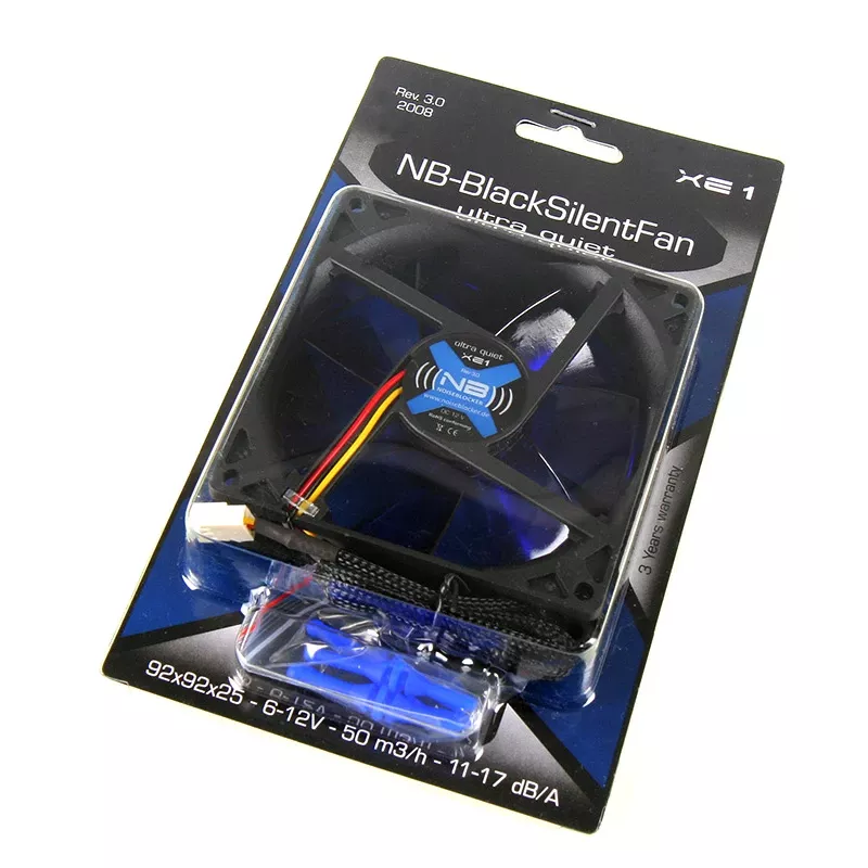 Kompiuterio korpuso ventiliatorius NoiseBlocker BlackSilentFan XE1 92 mm, 1500 aps./min., 17 dB, 50 m³/h, 4 V, juodas