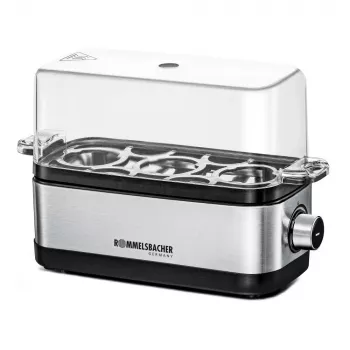 Kiaušinių virimo aparatas Rommelsbacher ER 300 — 3 kiaušiniams, nerūdijantis plienas, 300 W, permatomas dangtis