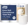 Tualetinis popierius Tork Premium Extra Soft Conventional T4 — 4 sluoksnių rulonai 9,7 cm x 19,1 m, pakuotė 6 vnt.