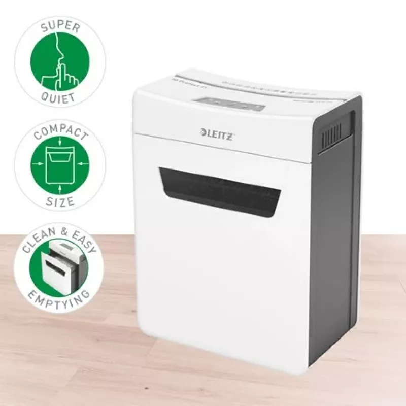 Leitz IQ Protect Premium popieriaus smulkintuvas 8X P4, 4 x 40 mm, 14 l, 125 lapų, 55 dB, Touch, 8 lapų