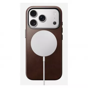 Mobilaus telefono dėklas Nomad Traditional Leather Case, skirtas iPhone 17 Pro, oda, mikropluoštas, tinka 6,3 colio (16 cm) ekranui, ruda spalva