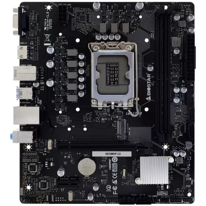 Pagrindinė plokštė Biostar H610MHP 2.0 Intel H610 LGA 1700 Micro ATX