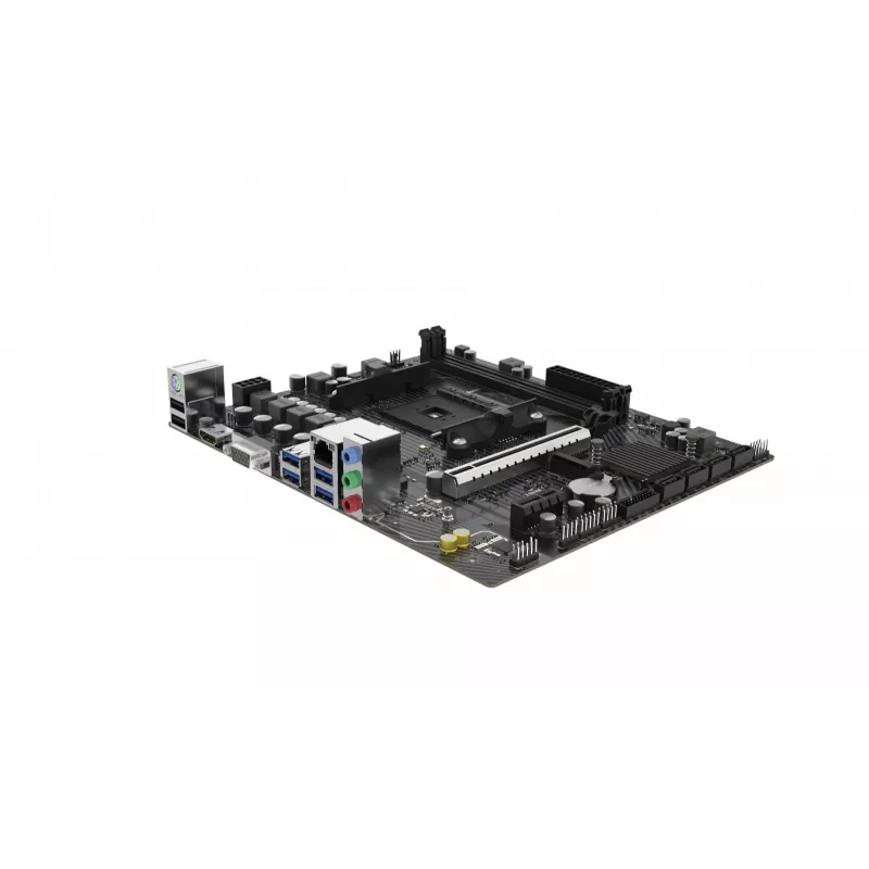 Micro ATX pagrindinė plokštė Sapphire A520M-E lizdui AM4, AMD A520 mikroschemų rinkinys, 2x DDR4 DIMM, iki 64 GB, PCIe 3.0 x16/x1, SATA III, Gigabit LAN