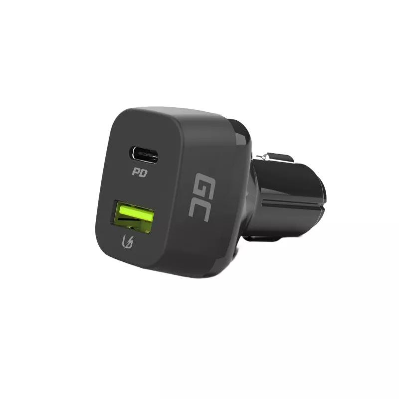 Automobilinis įkroviklis Green Cell CAD33, 42W, USB-C PD + USB-A QC3.0, 12/24V įvestis, 5–12V išvestis