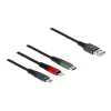 Delock - Lightning-Kabel, nur zum Aufladen - USB männlich bis Micro-USB Typ B, Lightning, USB-C männlich - 1,0m - Schwarz (87277)