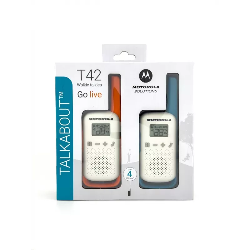 Motorola Talkabout T42 racija, 2 vnt. pakuotė (oranžinė-mėlyna)