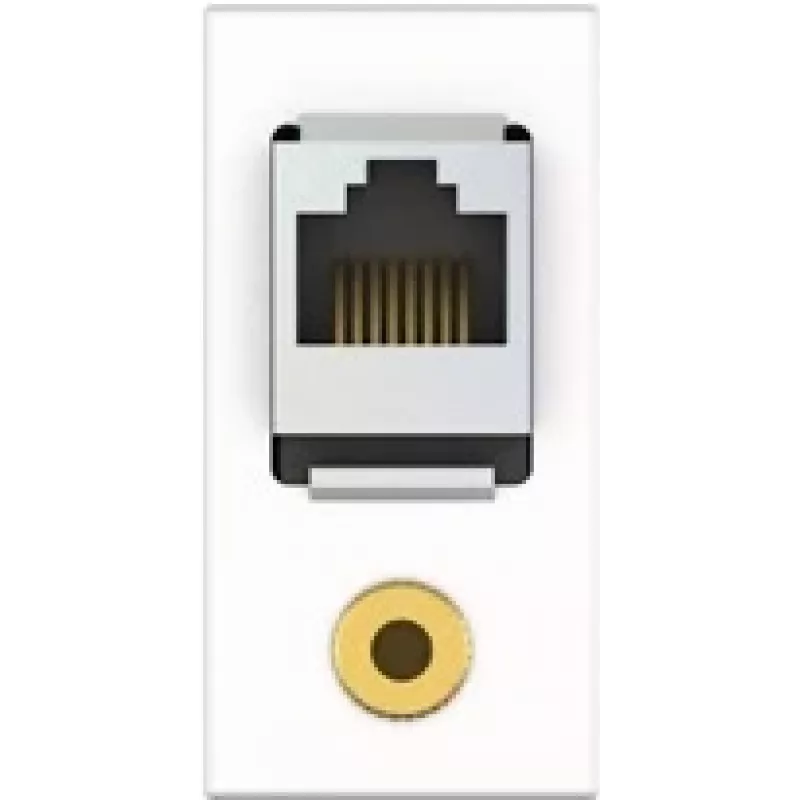 Kindermann 7464000587. Buchsen-Typ: RJ-45 + 3.5mm, Netzwerk-Kabel Kategorie: 6a, Module Menge (max): 1 Modul(e). Produktfarbe: Weiß, Material: Kunstst