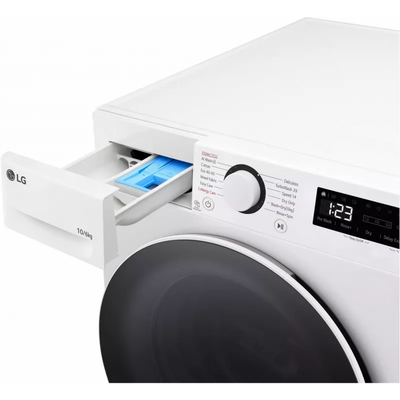 LG F4DR510S0W Skalbimo džiovinimo mašina 10 kg 1400 aps./min. Balta