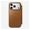 Dėklas folio Nomad Modern Leather Folio, skirtas iPhone 17 Pro, oda + aliuminis, 6,3 colio (16 cm), Tan, 3 kortelių kišenės