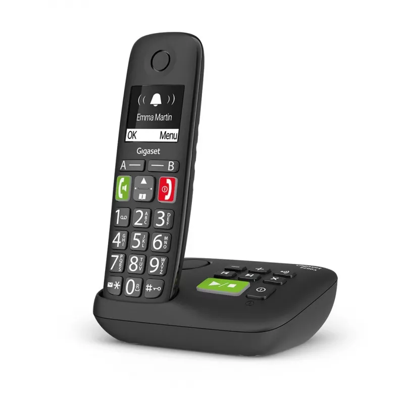 Gigaset E290A Analoginis/DECT telefonas su skambučio ID, juodas