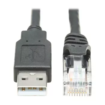 EATON TRIPPLITE USB-A į RJ45 Rollover konsolės kabelis M/M – suderinamas su Cisco, 250 Kbps, 6ft (1,83 m), juodas (U009-006-RJ45-X)
