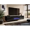 Spintelė televizoriui Cama Meble SLIDE 200K su elektriniu židiniu 200×40×37 cm blizganti juoda, MDF durelės, medžio drožlių plokštės rėmas