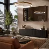 TV spintelė cama meble LIVERTI 2000x420x480 mm, juoda medžio drožlių plokštės viršus, juodas rėmas